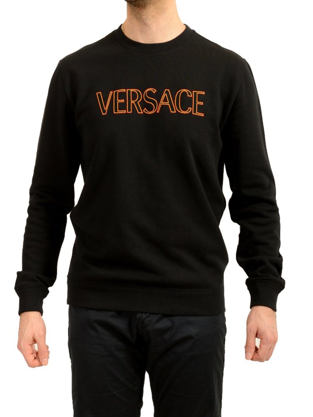 Versace Men's Logo Embroidery Crewneck Sweater Sweatshirt US 2XL IT 56